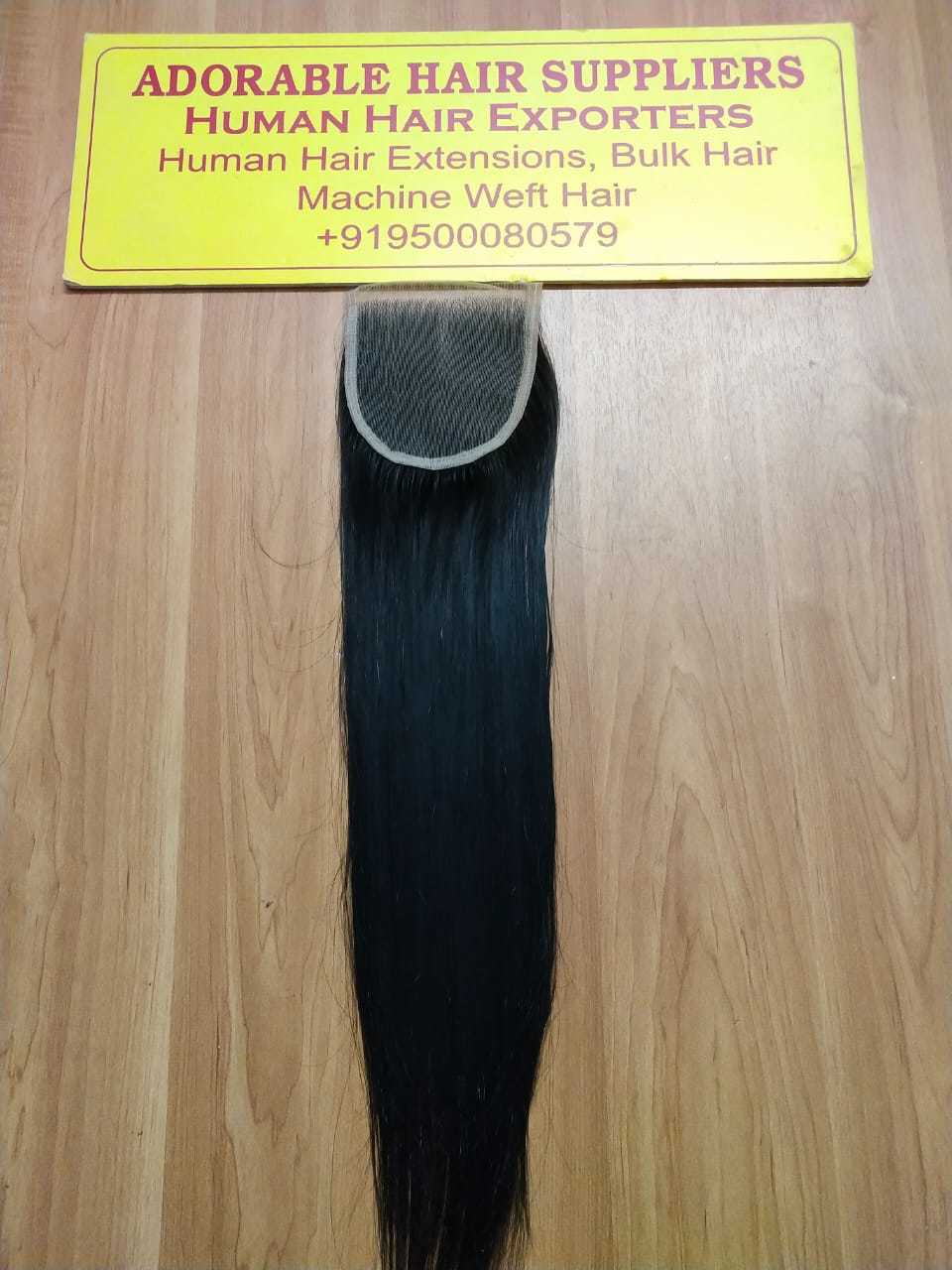 Closure Straight Back Side Hair - 254-609.6 Mm, Black Indian Human Hair | Natural Color, Silky Smooth Texture, No Chemical Processing, 3-year Warranty