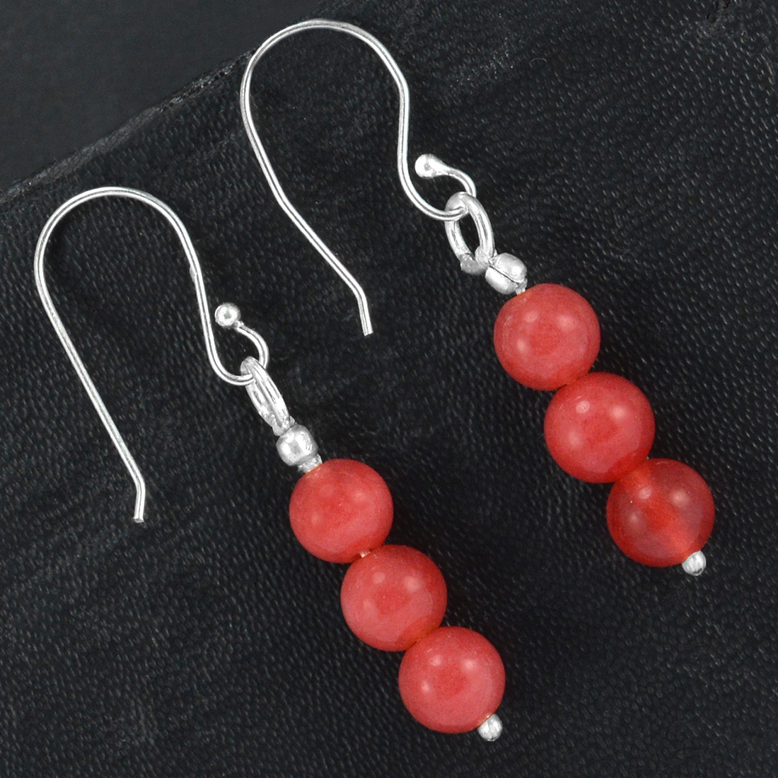 Pink Jade Gemstone Silver Earring Pg-155761 Gender: Women