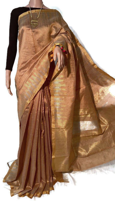 Pure Dupion Raw Silk Handloom Sarees - Plain Design, Includes Blouse | Tissue Fabric, Party Wear For All Seasons: Summer, Winter, Rainy, Spring