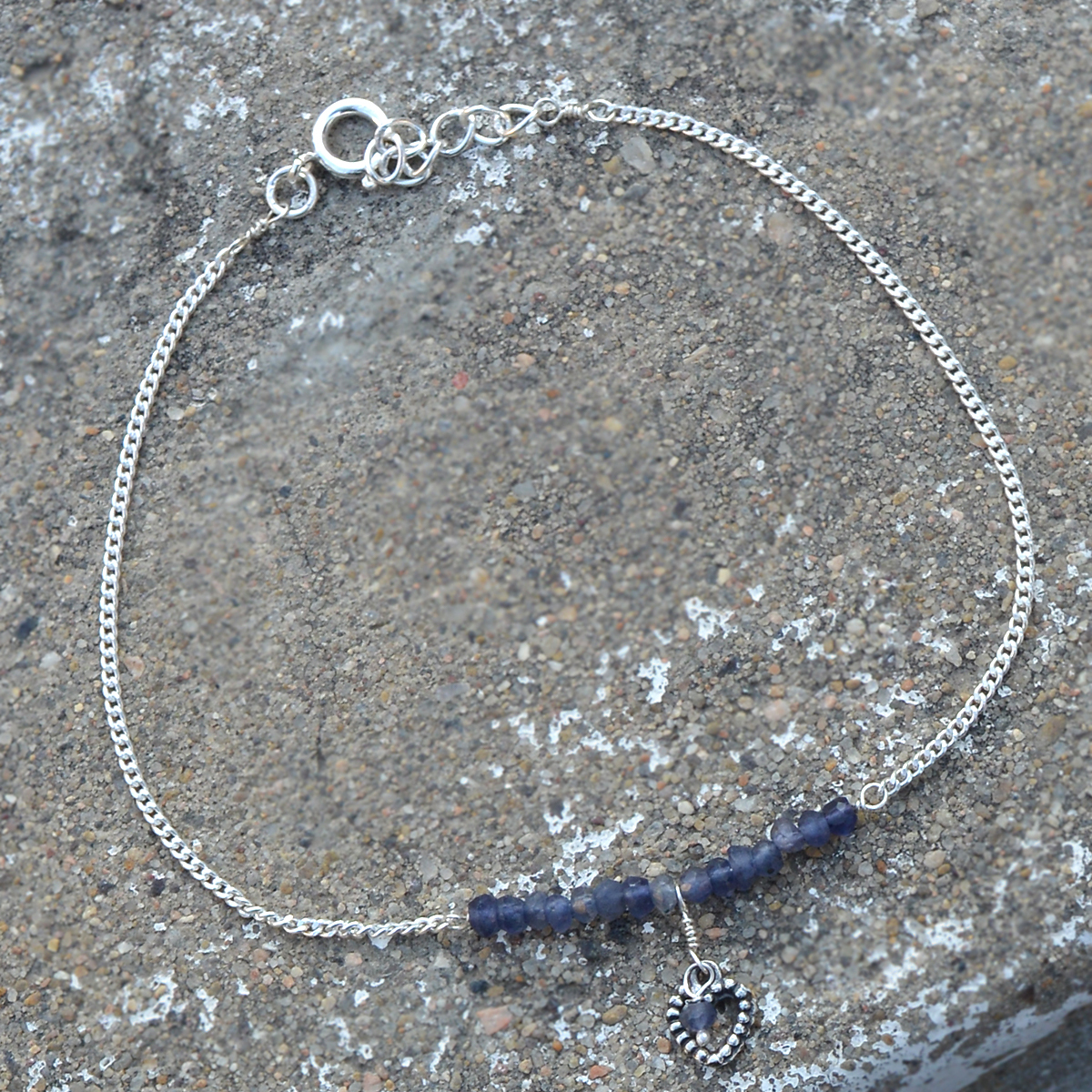 Iolite Gemstone Silver Single Piece Anklet Pg-155786 Gender: Women