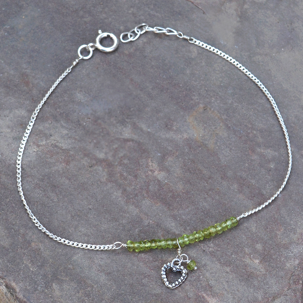 Peridot Gemstone Silver Single Piece Anklet Pg-155787 Gender: Women