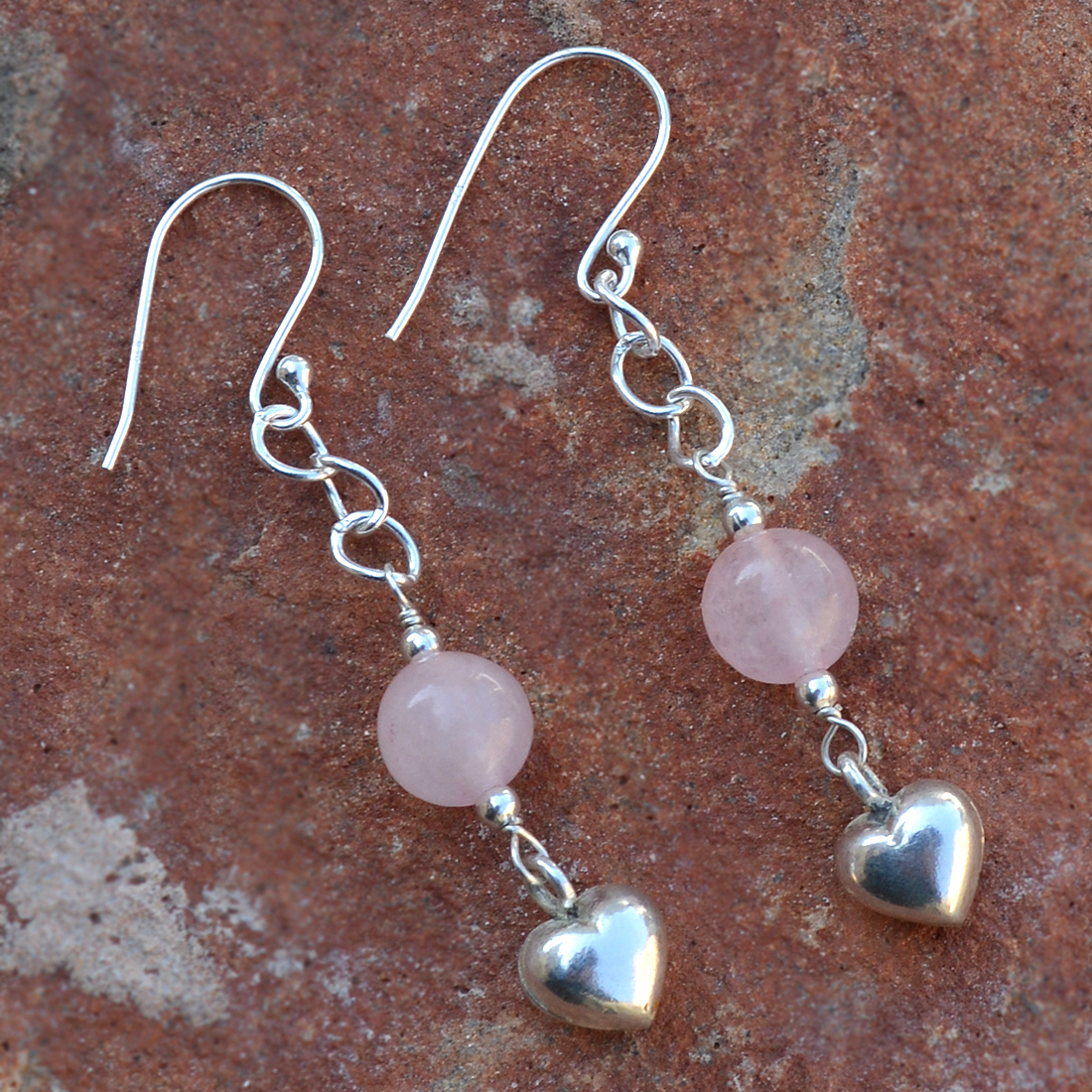 Rose Quartz Gemstone Silver Earring Pg-155814 Gender: Women