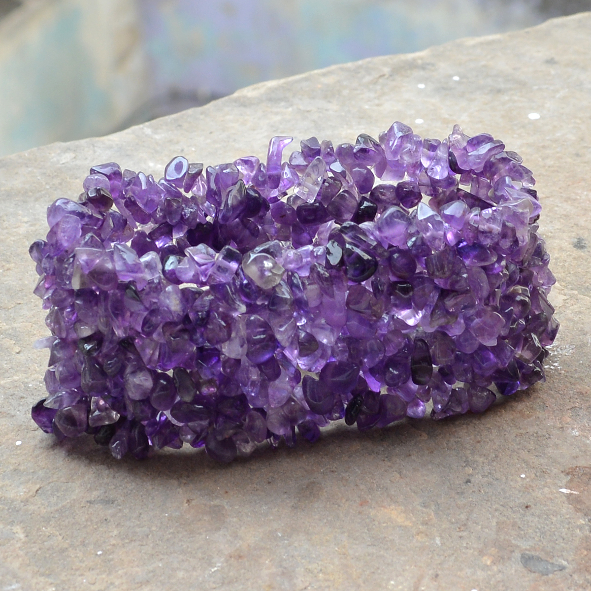 Amethyst Gemstone Stretchable Bracelet Pg-155824