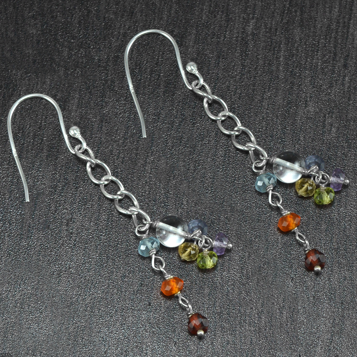 Multi Gemstone 925 Sterling Silver Earring Pg-155834 Gender: Women