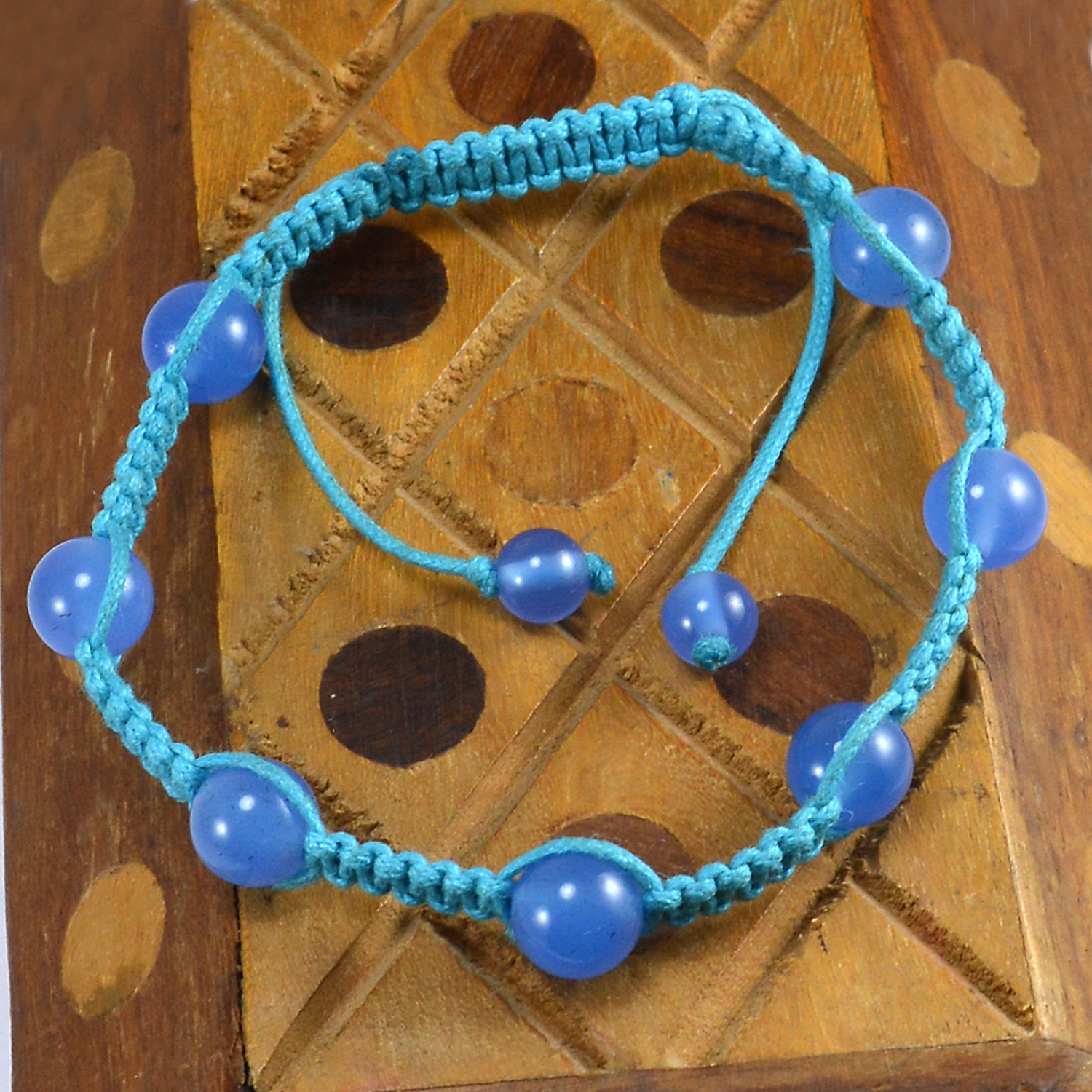 Blue Chalcedony Gemstone Adjustable Bracelet Pg-155839