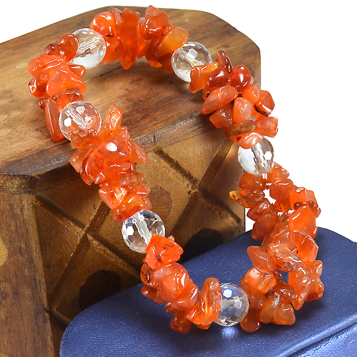 Carnelian & Crystal Quartz Gemstone Bracelet Pg-155840