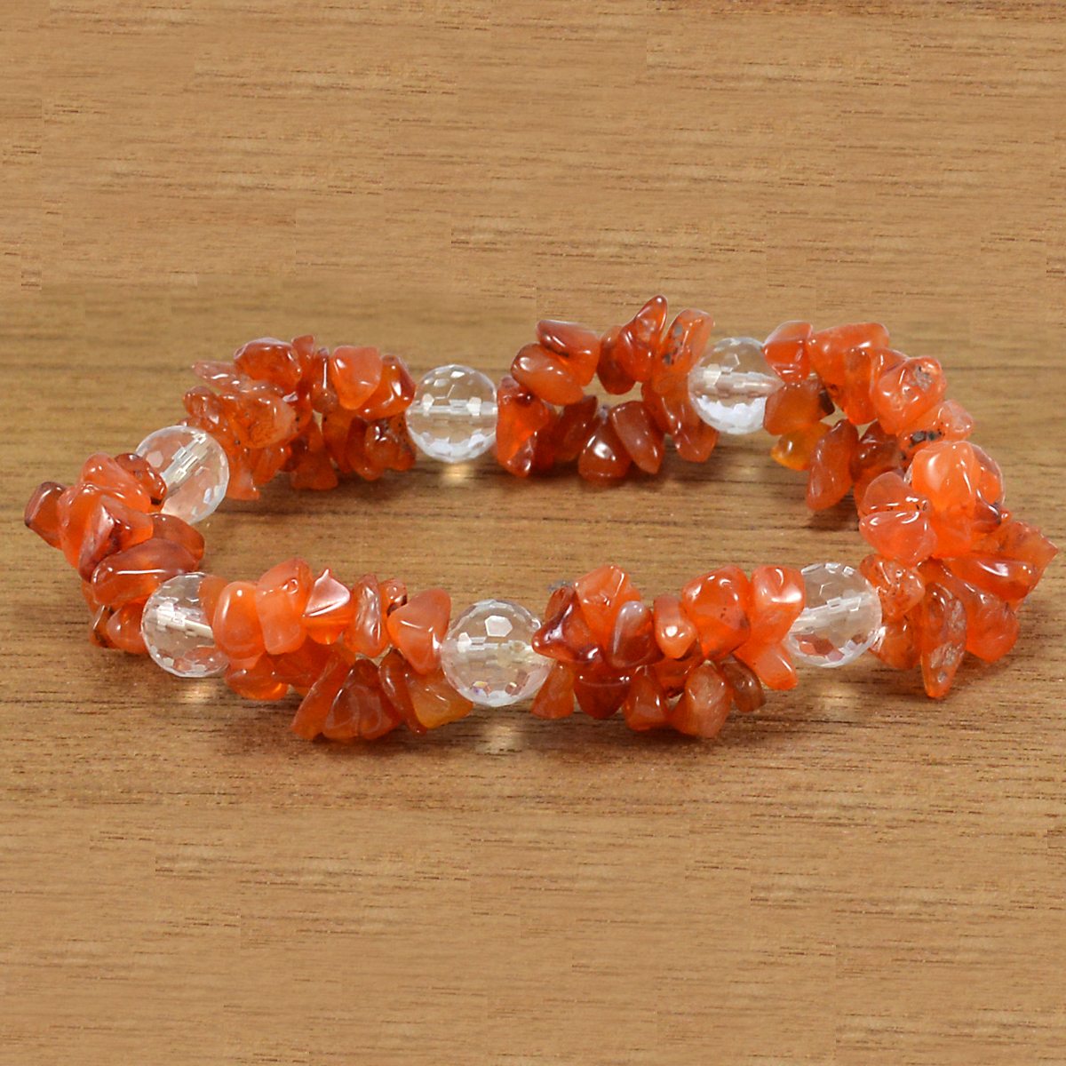 Carnelian & Crystal Quartz Gemstone Bracelet Pg-155840