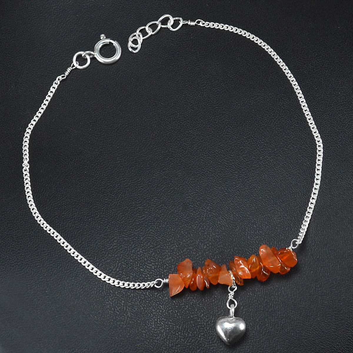 Carnelian Gemstone Silver Single Piece Anklet Pg-155865 Gender: Women