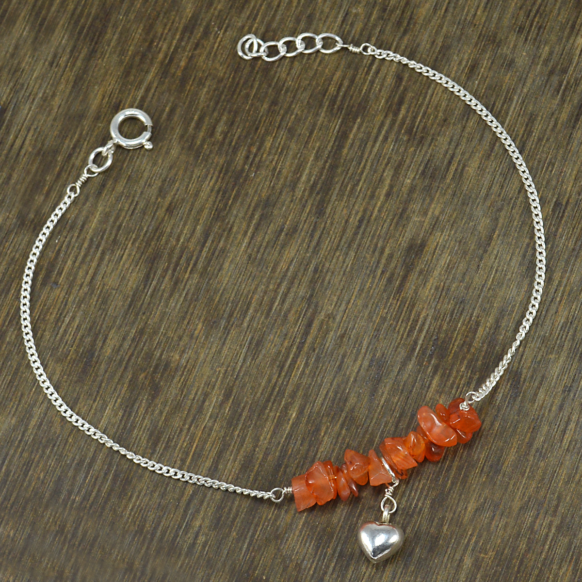 Carnelian Gemstone Silver Single Piece Anklet Pg-155865 Gender: Women
