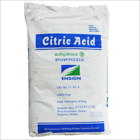 Citric Acid Anhydrous - White Crystalline Powder, 99.5-100.5% Purity, Highly Soluble in Water, Odorless, Industrial Use