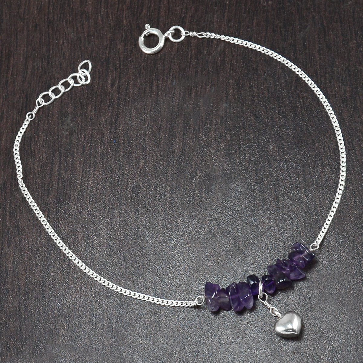 Amethyst Gemstone Silver Single Piece Anklet Pg-155868 Gender: Women