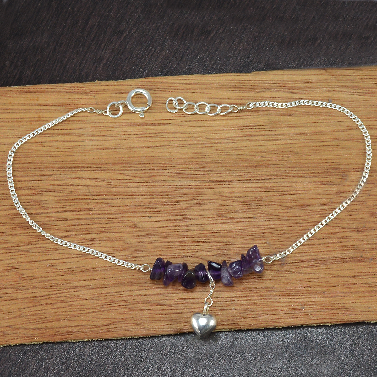 Amethyst Gemstone Silver Single Piece Anklet Pg-155868 Gender: Women