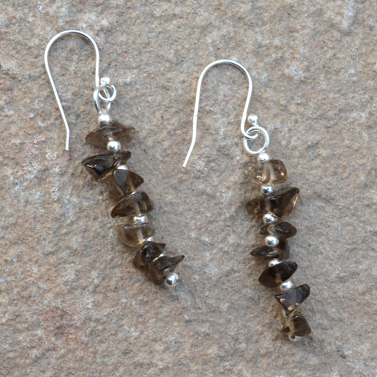 Smokey Quartz Silver Dangle Earring Pg-155877 Gender: Women