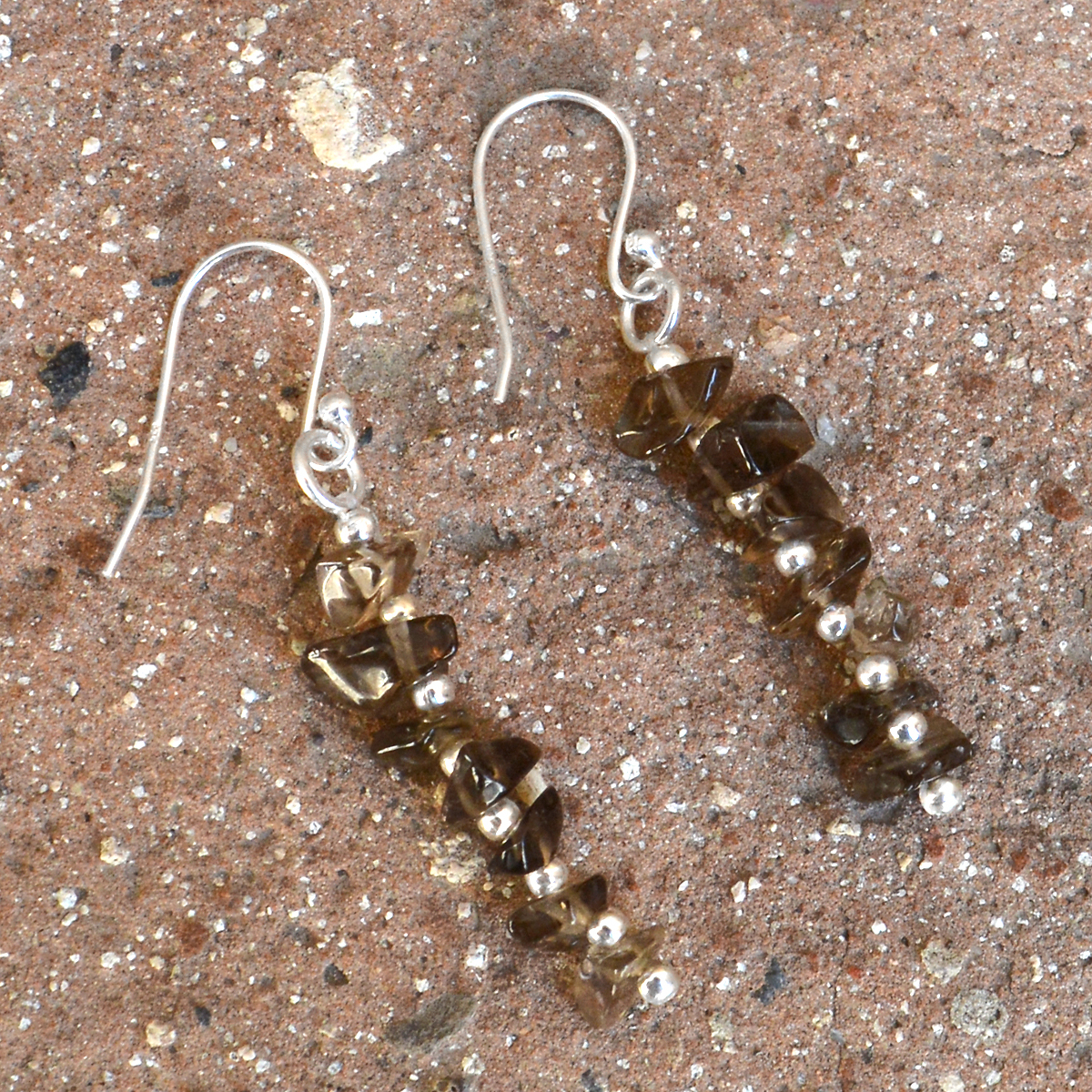 Smokey Quartz Silver Dangle Earring Pg-155877 Gender: Women