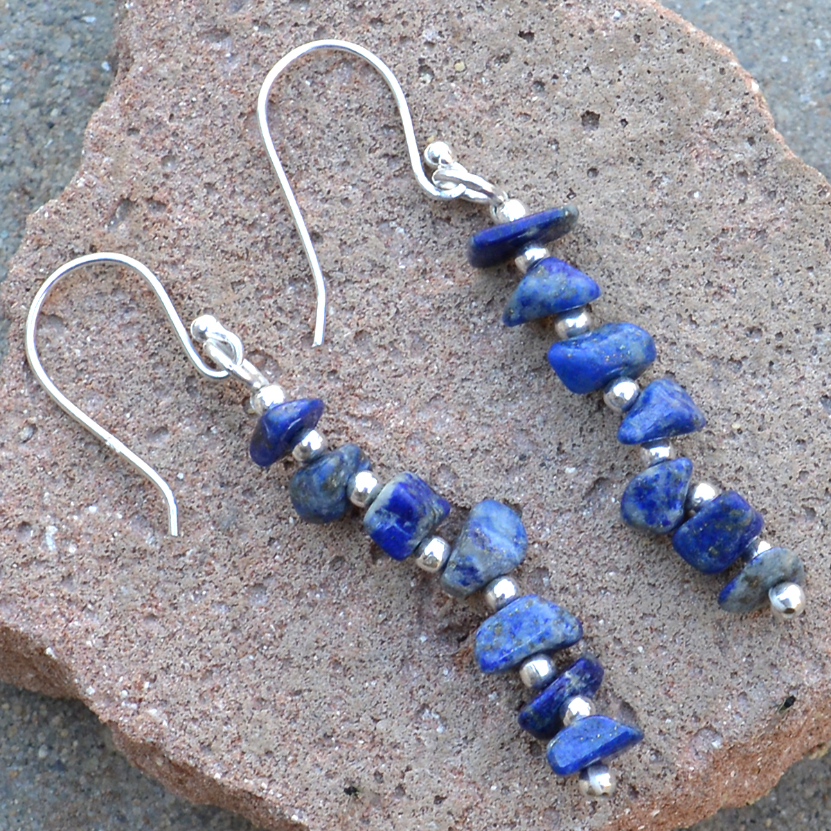 Lapis Lazuli Gemstone Silver Dangle Earring Pg-155879 Gender: Women