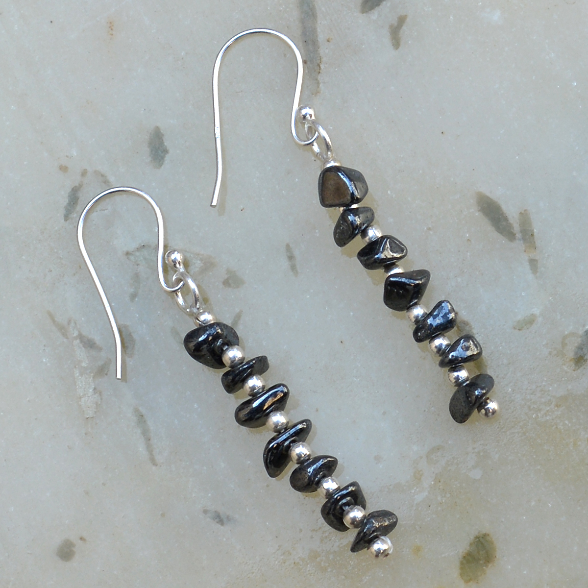 Hematite Stone Silver Dangle Earring Pg-155880 Gender: Women