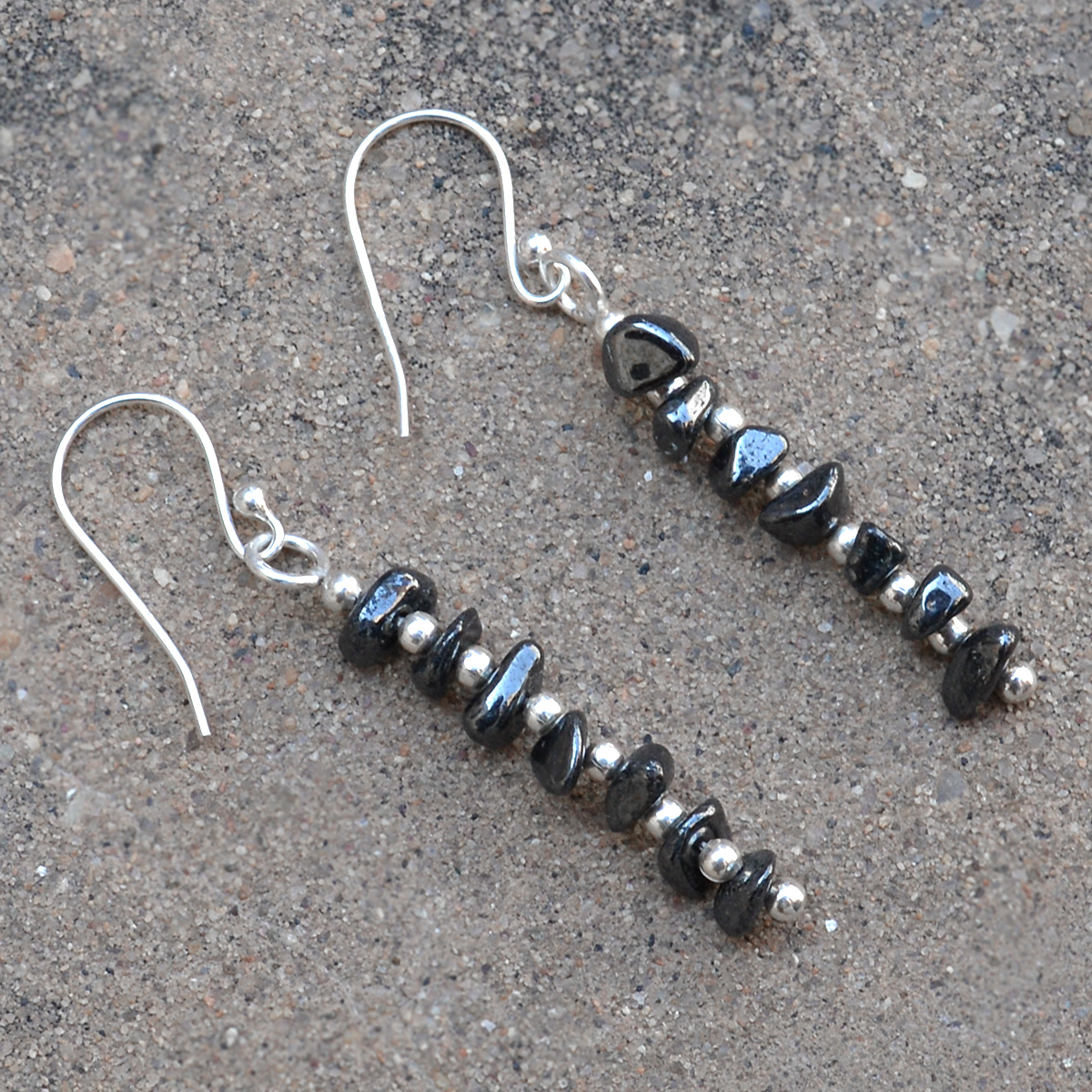 Hematite Stone Silver Dangle Earring Pg-155880 Gender: Women