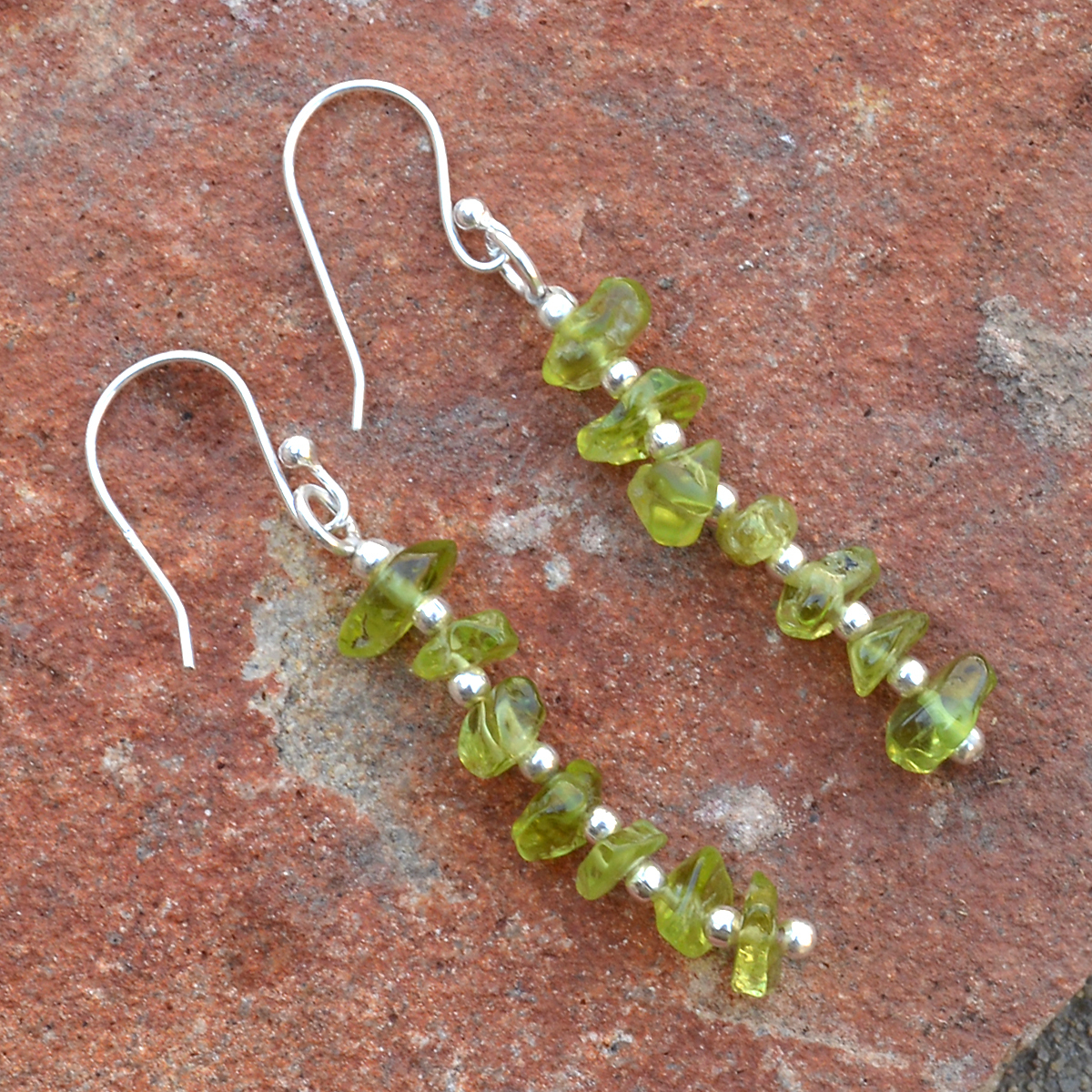 Peridot Gemstone Silver Dangle Earring Pg-155885 Gender: Women