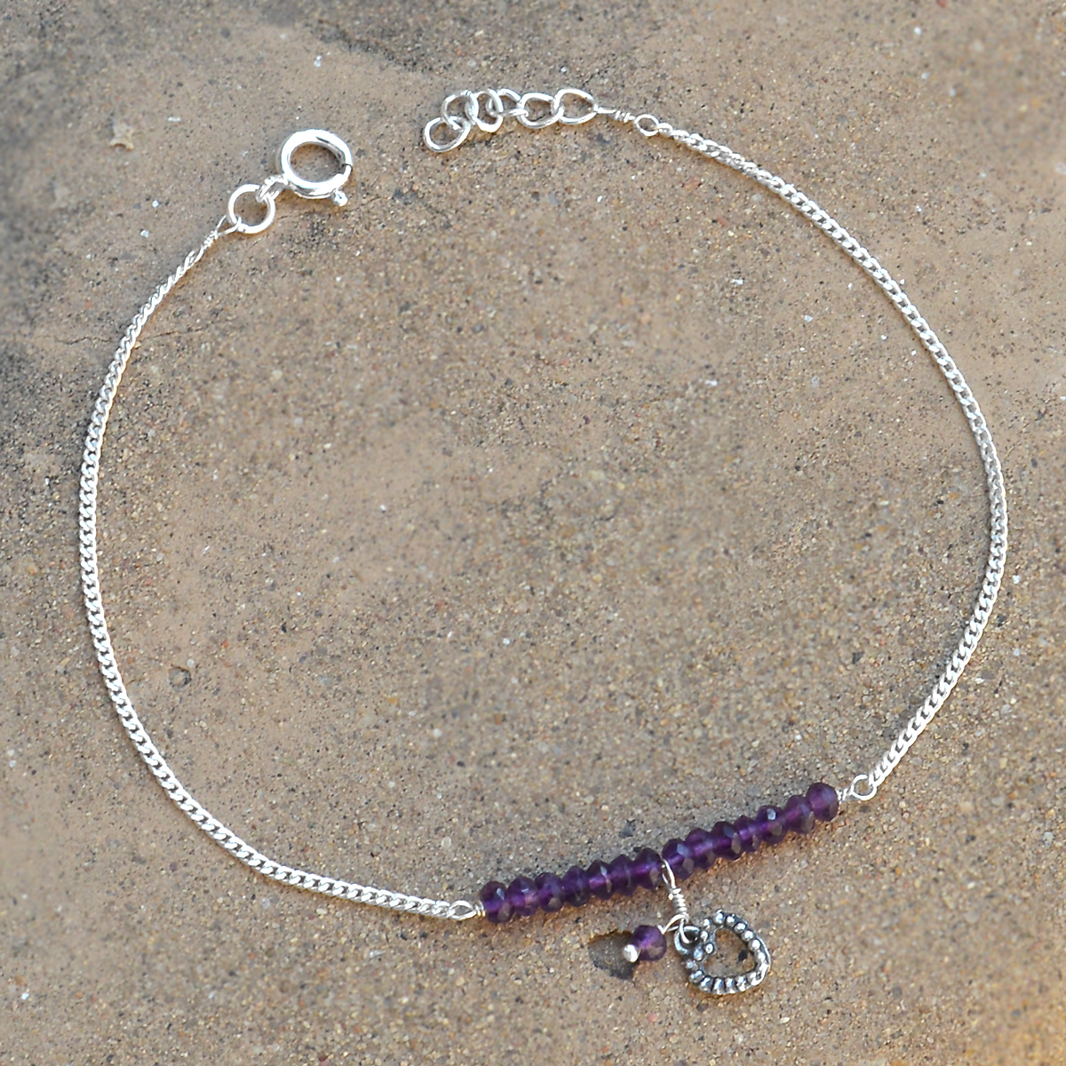 Amethyst Gemstone Silver Single Piece Anklet Pg-155897 Gender: Women