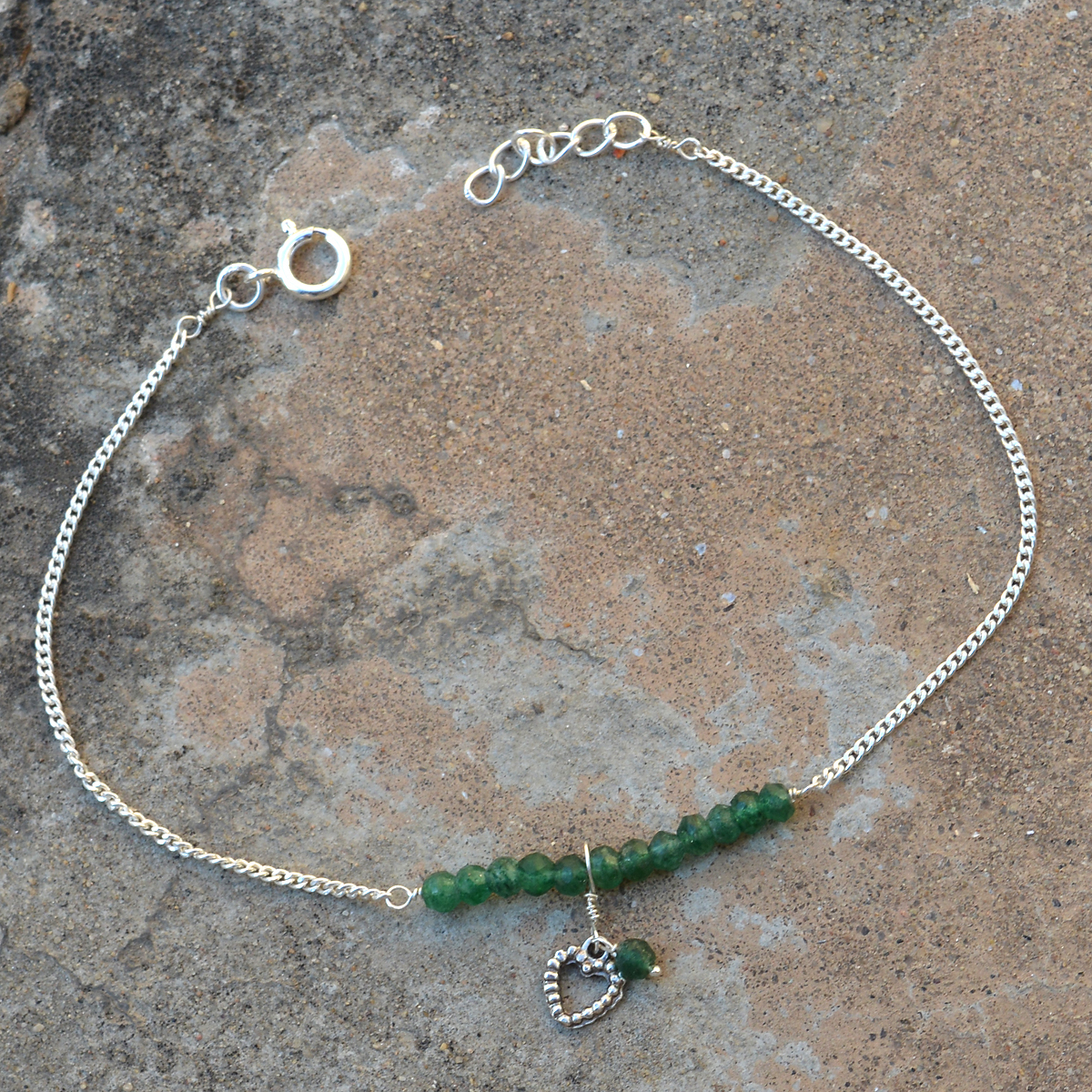 Green Aventurine Gemstone Sterling Silver Anklet Pg-155898 Gender: Women