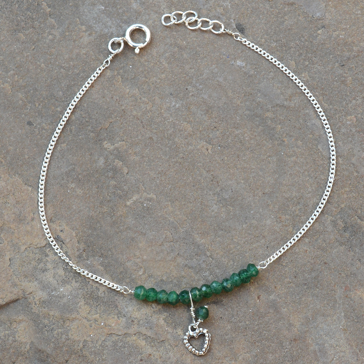 Green Aventurine Gemstone Sterling Silver Anklet Pg-155898 Gender: Women