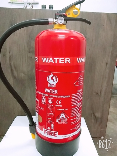 Water Type Fire Extinguisher - Mild Steel, 9 LTRS Capacity, Red Color | Suitable for Class A Fires: Wood, Paper, Cloth, Textile, Plastic, Cotton, Jute