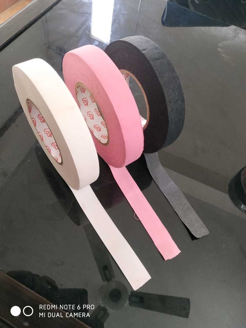 Self Adhesive Cotton Tapes - Acrylic Water Base, 6mm, 12mm, 18mm, 24mm, 32mm, 48mm Width, Colors: White, Black, Pink, 45m Length, Water Activated Adhesive