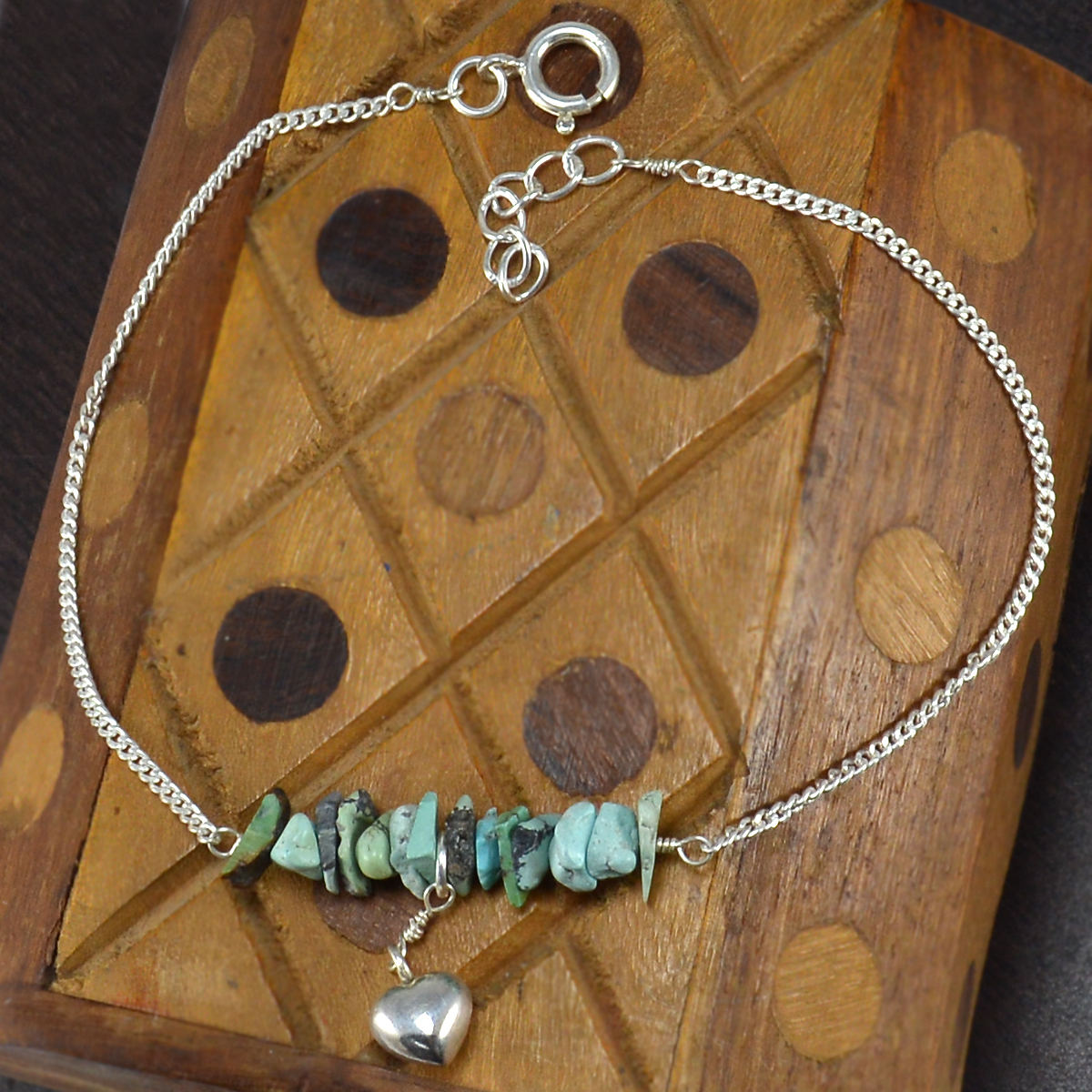 Turquoise Gemstone Silver Single Piece Anklet Pg-155867 Gender: Women