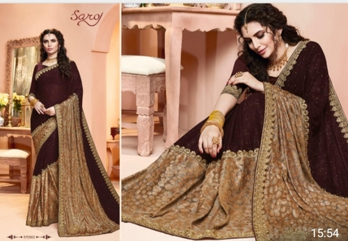 Lycra Designer Saree - Heavy Silk Fabric, Un-Stitched Blouse | Elegant Party Wear for All Seasons