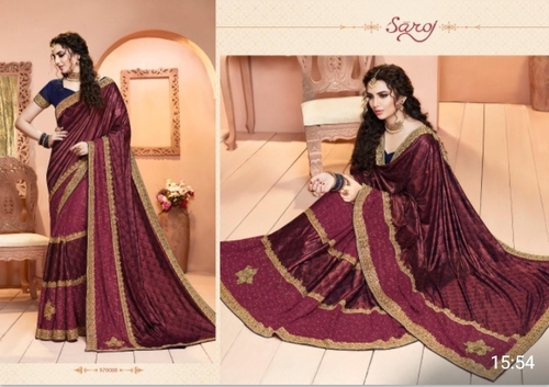 Lycra Silk Saree - Elegant Heavy Fabric, Un-Stitched Blouse for All Seasons
