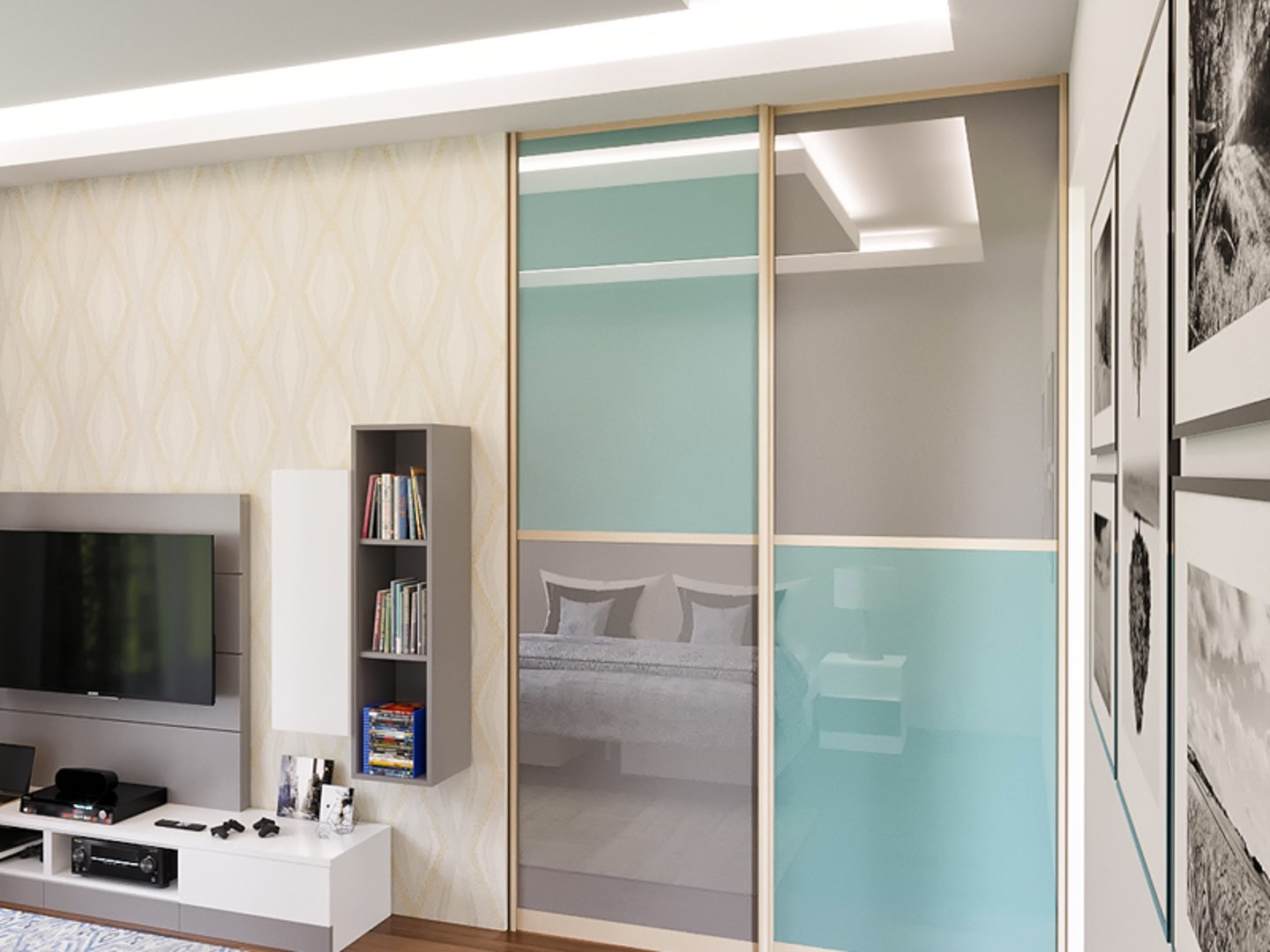 Sliding Wardrobe - Wood/glass, Variable Dimensions, White | Space Saving, Easy Install, Stylish Design, Durable Material, Termite Resistant, Smooth Sliding, Ample Storage