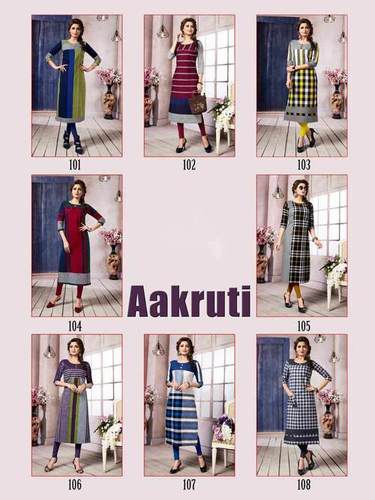 स्प्रिंग आक्रुति मानस कॉटन प्रिंटेड स्ट्रेट कट कुर्ती