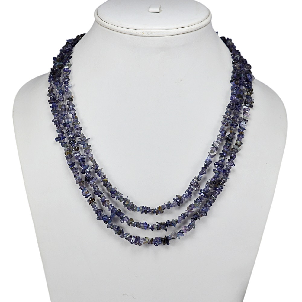 Iolite Gemstone Chips Necklace Pg-131505 Size: 1.7x50 Cm.