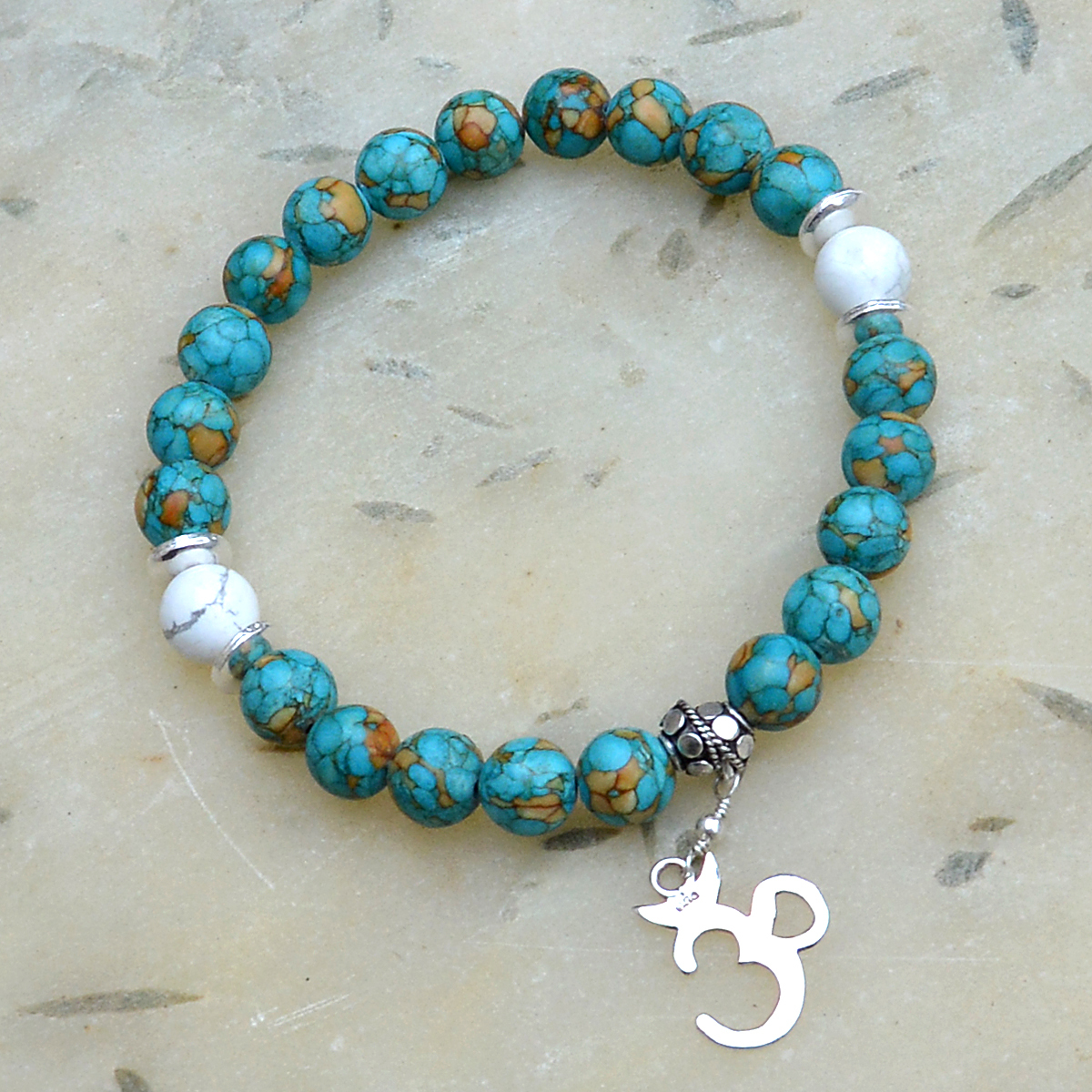 Turquoise & Howlite Gemstone Bracelet Pg-156018 Gender: Women