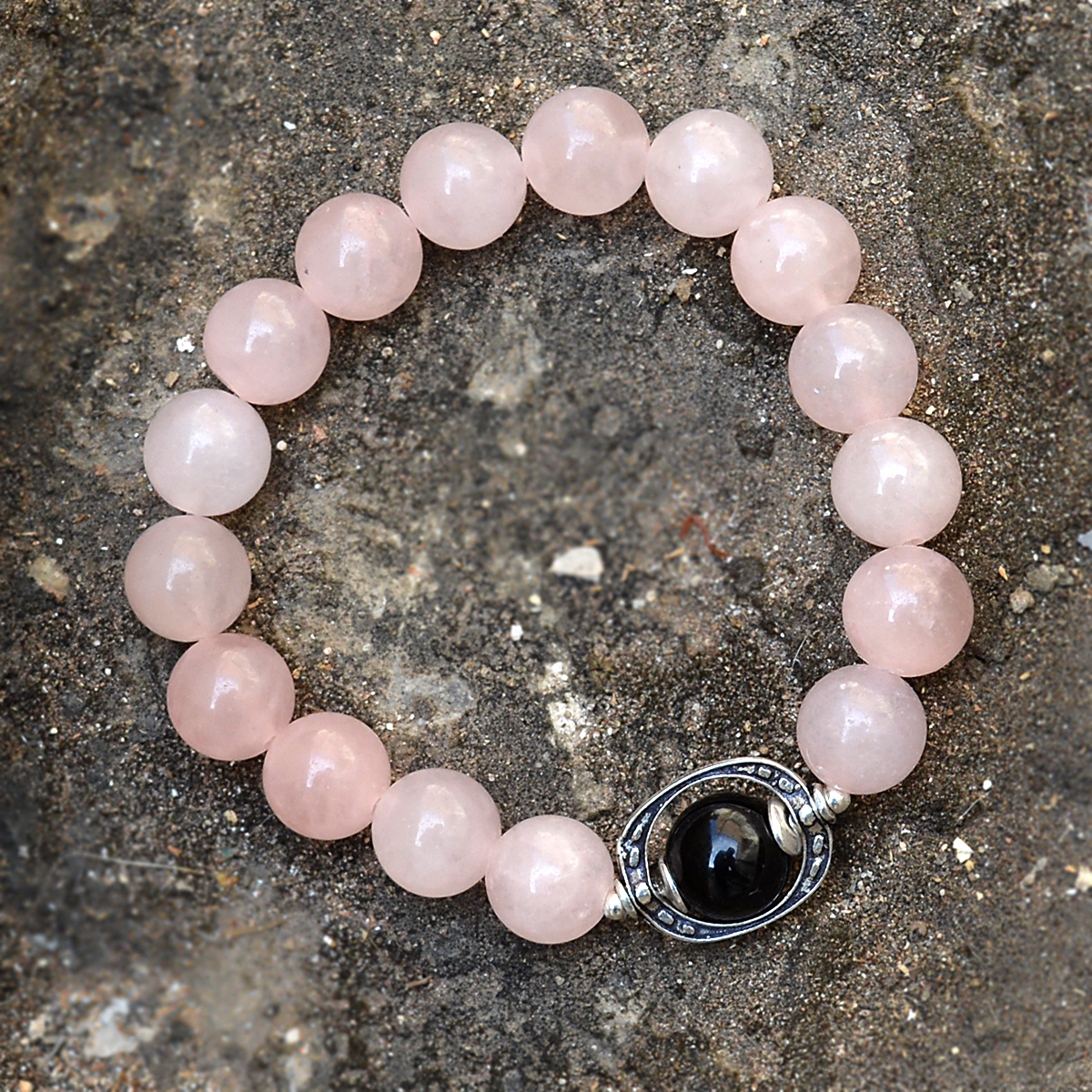 Rose Quartz & Black Onyx Stone Bracelet Pg-156022 Gender: Women