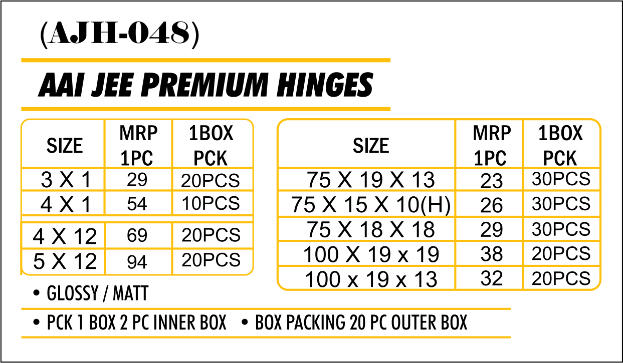S.s Glossy S.s. Aai Jee Premium Hinges
