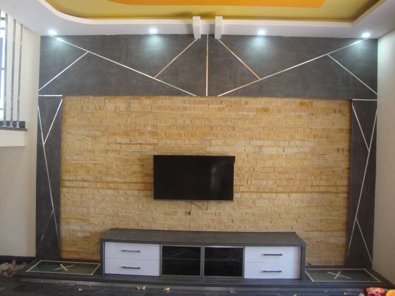 Tv Unit - 16mm Commercial Plywood, White Laminate Finish, 3 Shelves, 2 Drawers