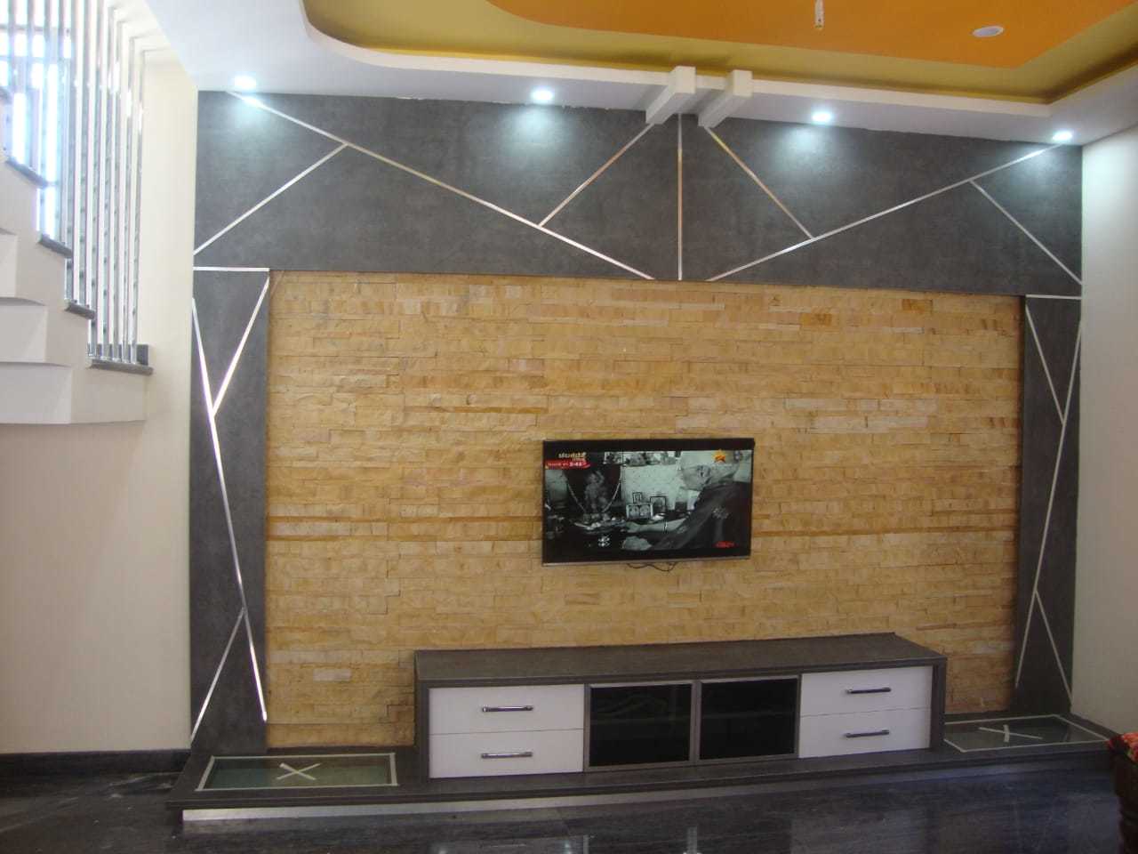Tv Unit - 16mm Commercial Plywood, White Laminate Finish, 3 Shelves, 2 Drawers