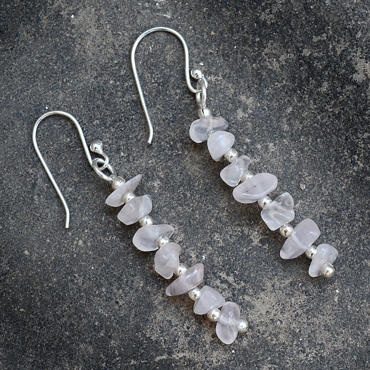 Rose Quartz Gemstone Silver Earring Pg-156035 Gender: Women