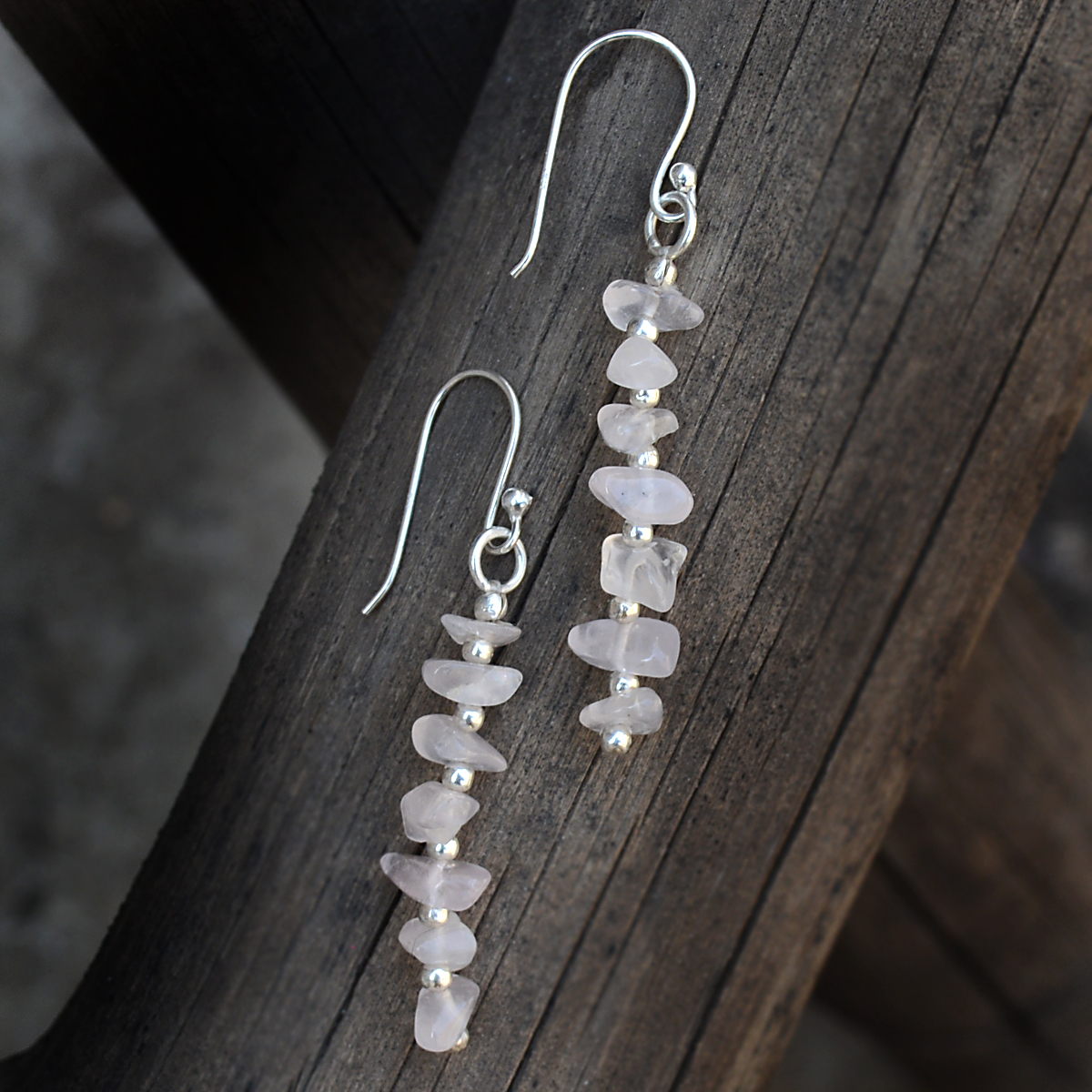 Rose Quartz Gemstone Silver Earring Pg-156035 Gender: Women