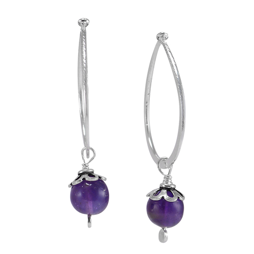 एमेथिस्ट जेमस्टोन सिल्वर ईयररिंग Pg-156045 लिंग: महिलाएं
