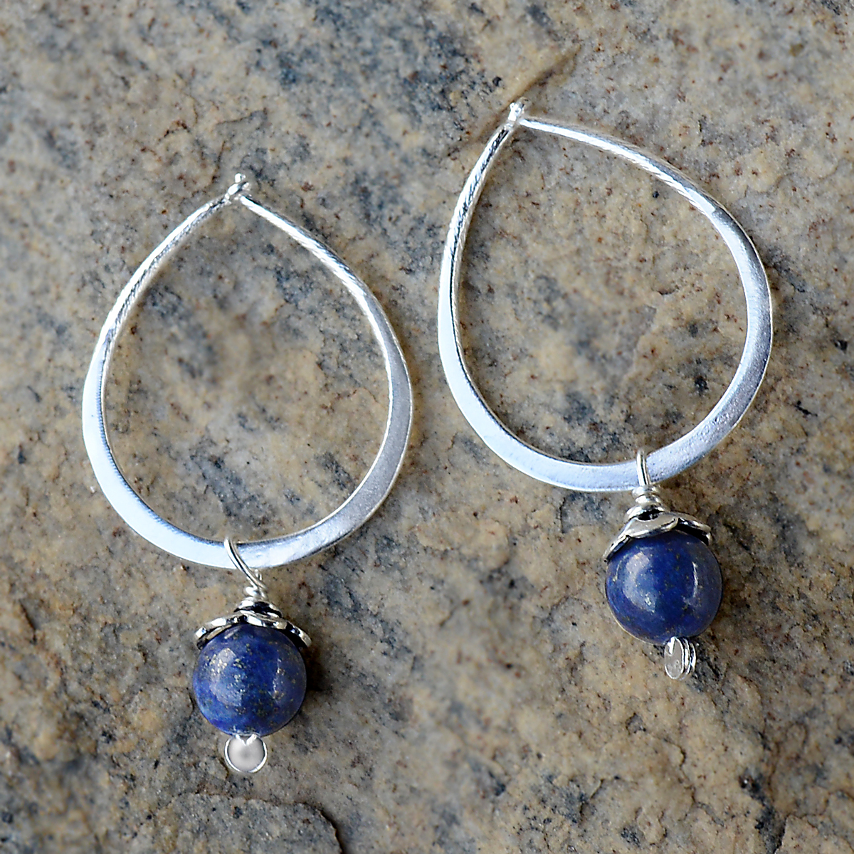 Lapis Lazuli Gemstone - 2.3x4.2 Cm Size 8 Mm Stone - Sterling Silver Dangle Earrings For Women Perfect For Anniversary And Wedding Gifts
