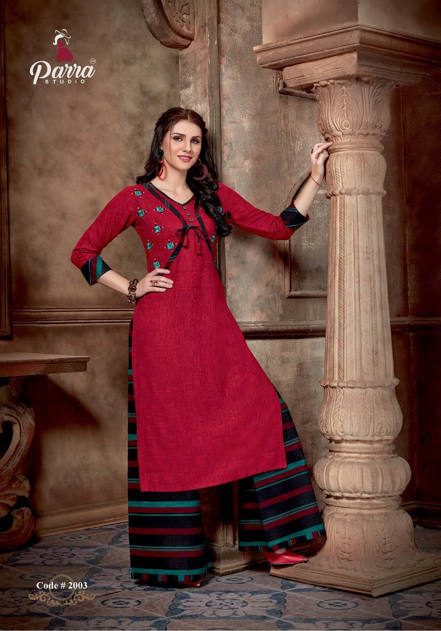 Spring Aliya Vol-2 Parra Studio Silk Cotton Palazzo Kurti Catalog