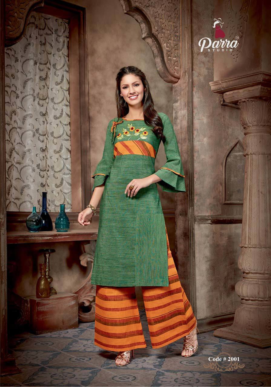 Spring Aliya Vol-2 Parra Studio Silk Cotton Palazzo Kurti Catalog