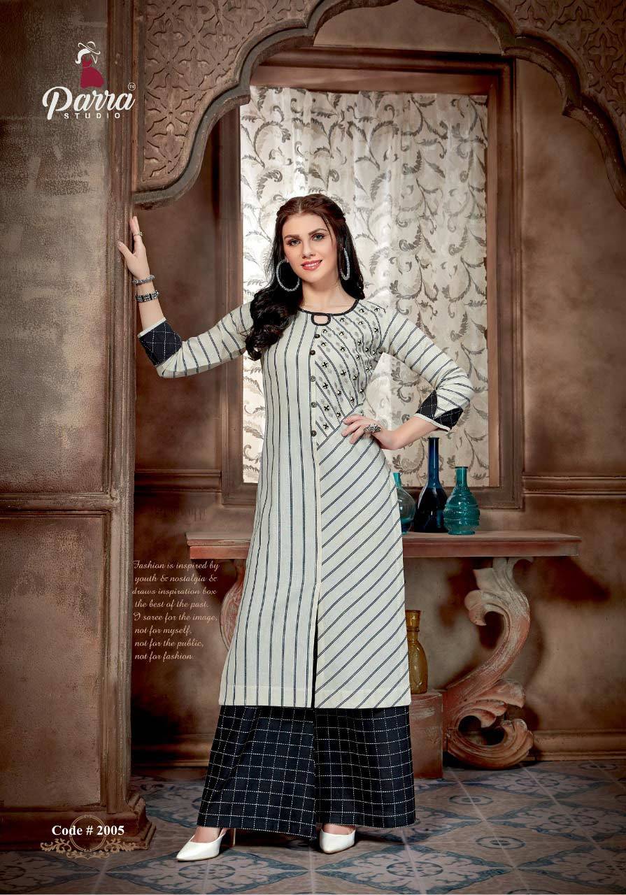 Spring Aliya Vol-2 Parra Studio Silk Cotton Palazzo Kurti Catalog