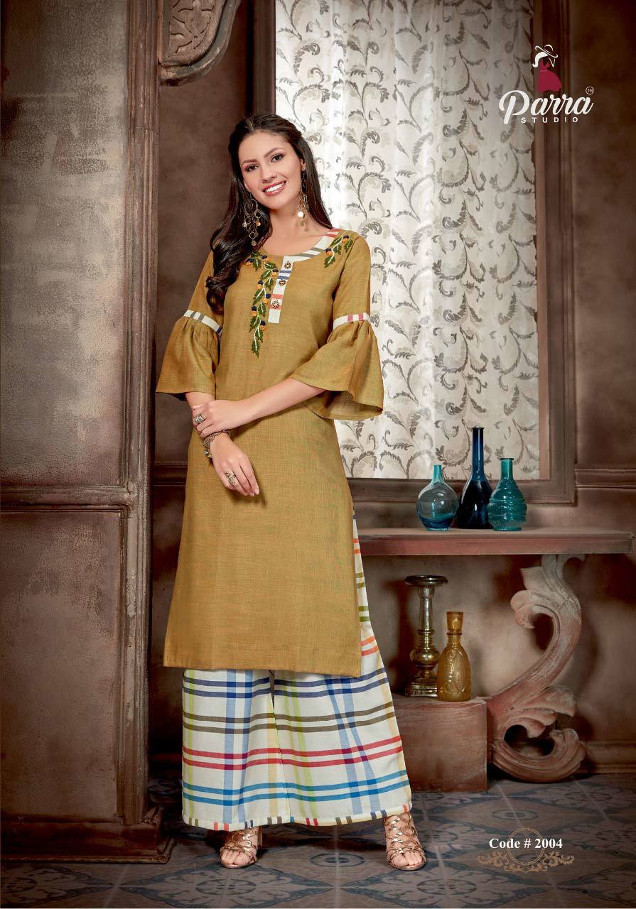 Spring Aliya Vol-2 Parra Studio Silk Cotton Palazzo Kurti Catalog
