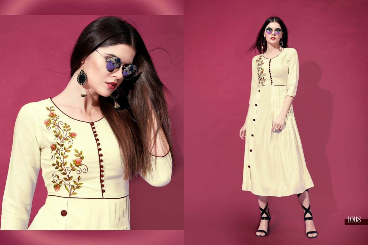 Spring Allora Riya Designer Rayon Embroidery Kurtis Set