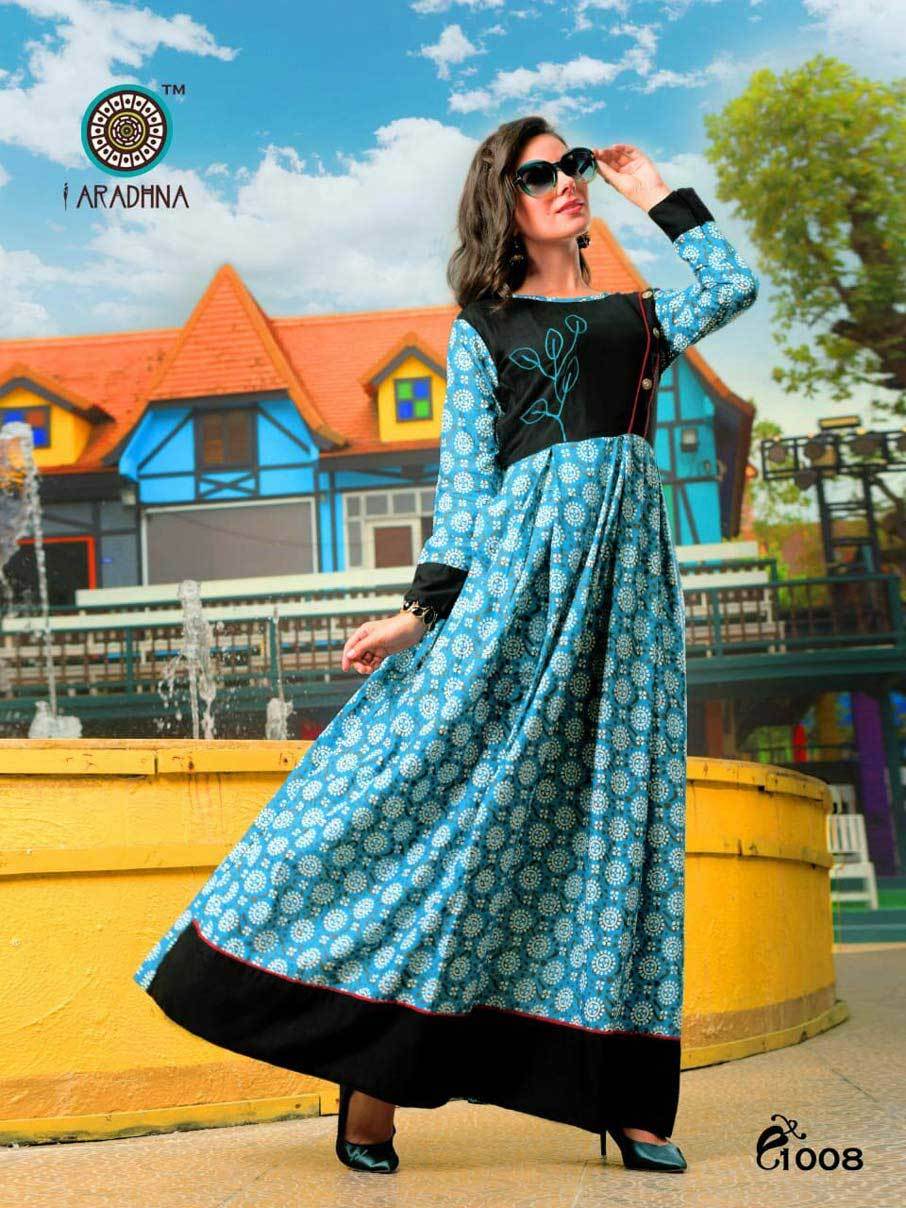 Altima Aradhna Printed Long Kurti - Rayon Fabric, Sizes M(38) To 3xl(46) | Ideal For Rainy, Spring, Summer, And Winter Wear