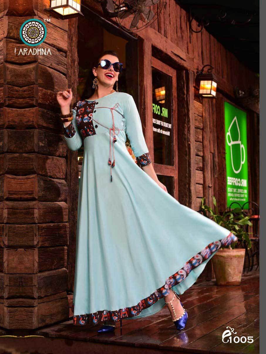 Altima Aradhna Printed Long Kurti - Rayon Fabric, Sizes M(38) To 3xl(46) | Ideal For Rainy, Spring, Summer, And Winter Wear