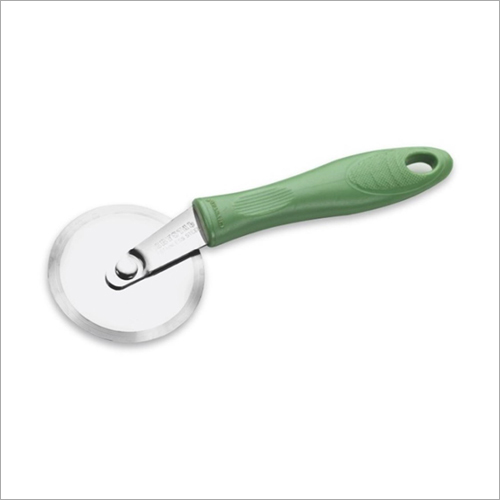 Pizza Cutter Handle - Stainless Steel Blade, 4 Inch Size | Green Plastic Handle, Ideal for Commercial and Home Use